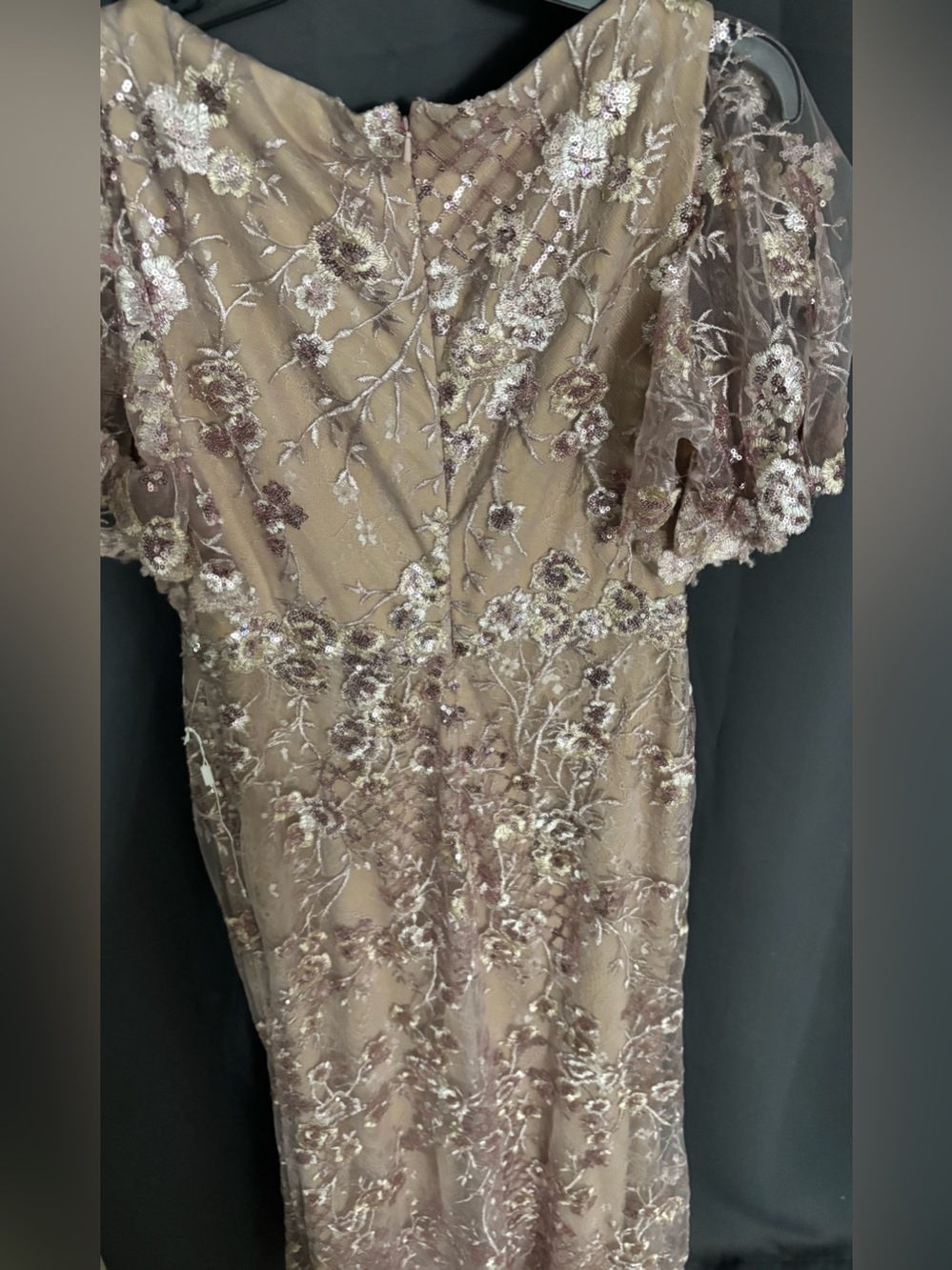 Mac Duggal - #68743 Pink Embellished Lace V Neck Butterfly Sleeve Gown Size 8 - Picture 8 of 9